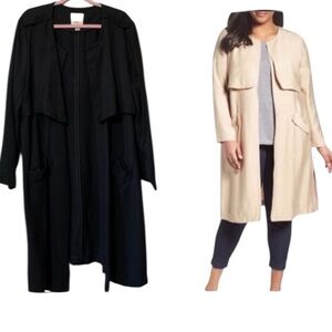 Sejour Open Front Casual Minimalist Shawl Lagenlook Black Coat Duster SZ 20W